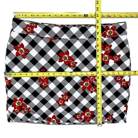 Greg Norman Skirt Skort Floral/Plaid Print Pull On Stretchy Golf Tennid Sz XL - Picture 6 of 9